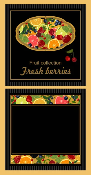 Фон з ягодами і цитрусовими . — стоковий вектор