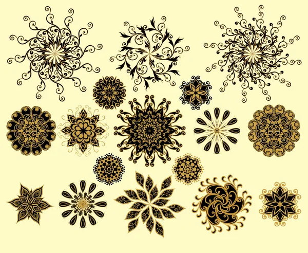 Mandala. Sada ornamentální květinové aranžmá v orientálním stylu. — Stockový vektor