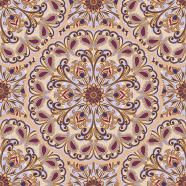 Vektör mandalalar seamless modeli. Dairesel grafik öğelerin geleneksel Doğu desen.