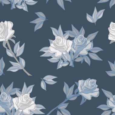 Gül ile Seamless modeli. Vektör desen için arka plan, Güllü Tekstil, yazdırma.