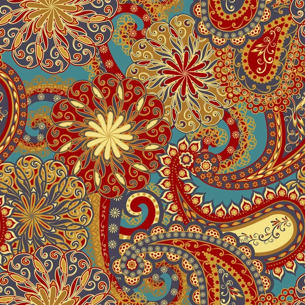 Абстрактный Винтажный Узор Декоративными Цветами Листьями Узором Пейсли Восточном Стиле — стоковый вектор