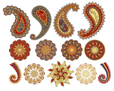 Vektör dekoratif Paisley, mandala öğeleri.