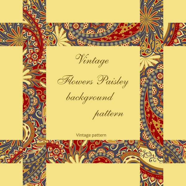 Patrón Vintage Abstracto Con Flores Decorativas Hojas Patrón Paisley Estilo — Vector de stock