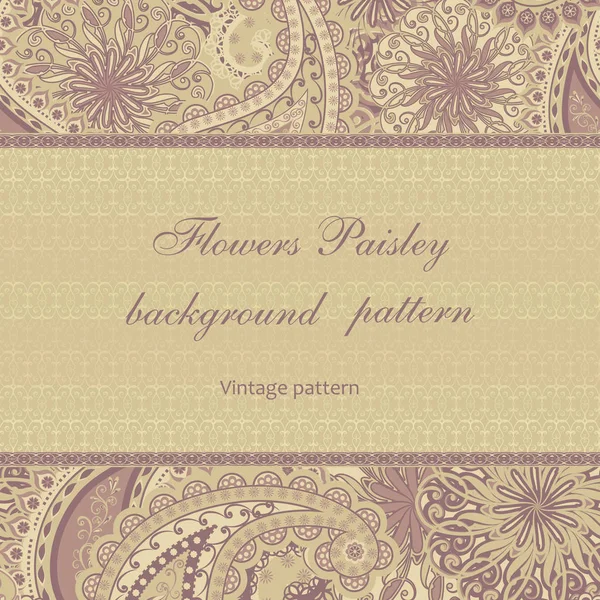 Absztrakt Vintage Minta Dekoratív Virágokkal Levelekkel Paisley Mintával Keleti Stílusban — Stock Vector