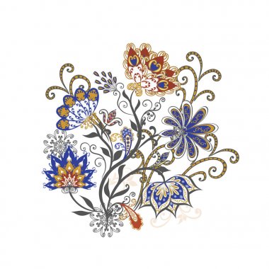 Fantastik buket. Arka planda etnik geleneksel tarzı.