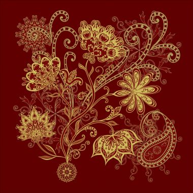 Fantastik buket. Arka planda etnik geleneksel tarzı.