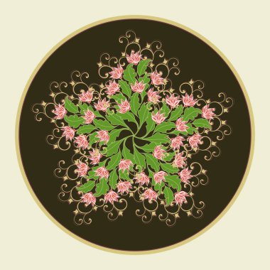 Dekoratif çiçek süsleme Doğu tarzı. Mandala.