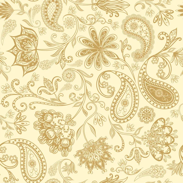 Patrón Vintage Abstracto Con Flores Decorativas Hojas Patrón Paisley Estilo — Vector de stock