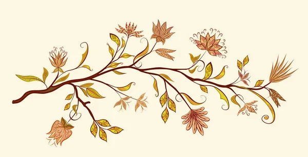 Branch Fantastic Flowers Vector Vintage Flowers White Background — Stock Vector