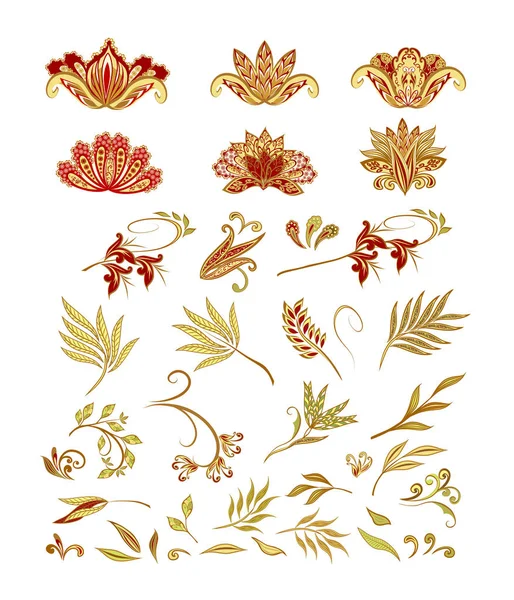 Diseño Decorativo Vectorial Paisley Elementos Florales — Archivo Imágenes Vectoriales