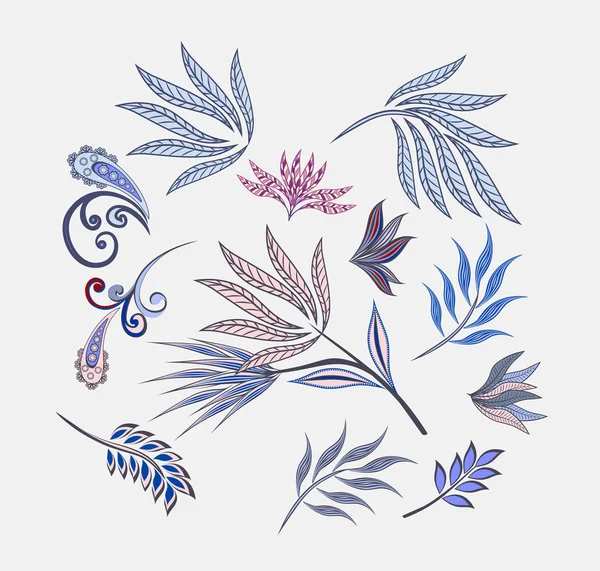 Vektör Dekoratif Tasarım Paisley Çiçek Elementleri — Stok Vektör