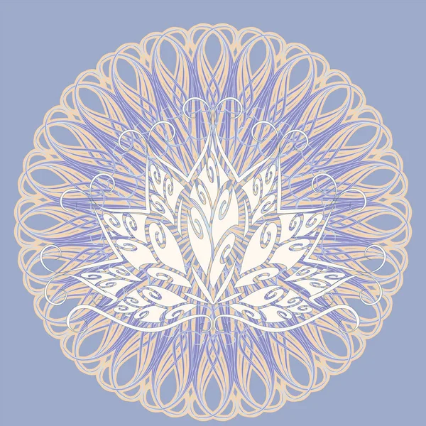 Лотос Мандала Векторное Изображение Стилизованного Цветка Лотоса Винтажном Стиле Мандалой — стоковый вектор