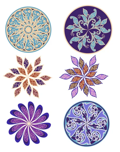 Mandala Ensemble Arrangements Floraux Ornementaux Dans Style Oriental — Image vectorielle