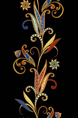 Sorunsuz vintage sınırları. Geleneksel Doğu tarzı, süs çiçek öğeleri.