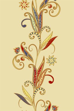 Sorunsuz vintage sınırları. Geleneksel Doğu tarzı, süs çiçek öğeleri.