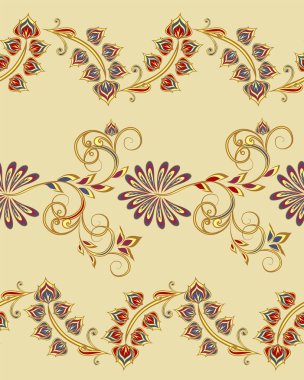 Sorunsuz vintage sınırları. Geleneksel Doğu tarzı, süs çiçek öğeleri.