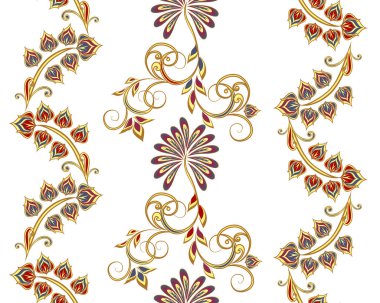 Sorunsuz vintage sınırları. Geleneksel Doğu tarzı, süs çiçek öğeleri.