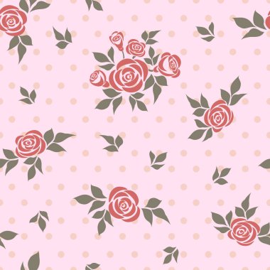 Gül ile Seamless modeli. Vektör desen için arka plan, Güllü Tekstil, yazdırma.