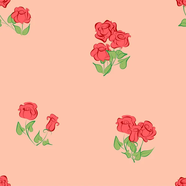 Χωρίς Ραφή Πρότυπο Τριαντάφυλλα Πρότυπο Διάνυσμα Τριαντάφυλλα Για Φόντο Κλωστοϋφαντουργίας — Διανυσματικό Αρχείο