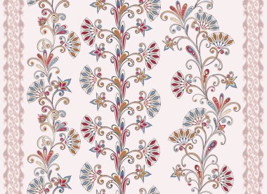 Sorunsuz vintage sınırları. Geleneksel Doğu tarzı, süs çiçek öğeleri.