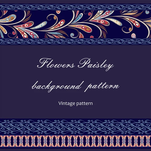 Absztrakt Vintage Minta Dekoratív Virágokkal Levelekkel Paisley Mintával Keleti Stílusban — Stock Vector