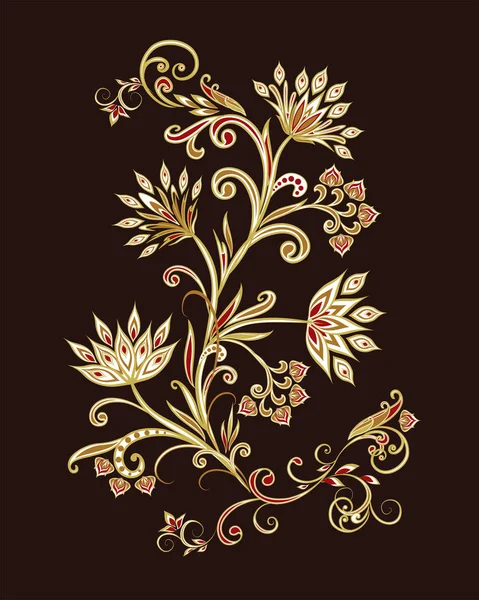 Bouquet Fleurs Fantastiques Contexte Dans Style Ethnique Traditionnel — Image vectorielle