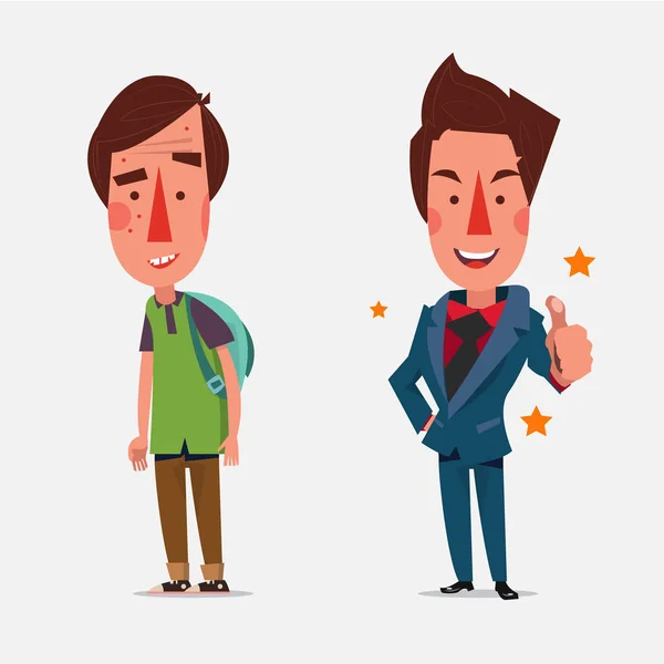 Hombre antes y después, vector — Vector de stock