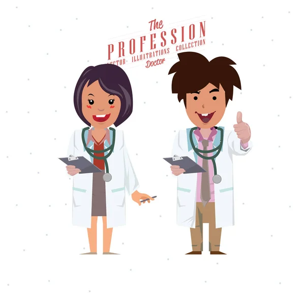 Doktor erkek ve kadın karakter tasarımı-vektör