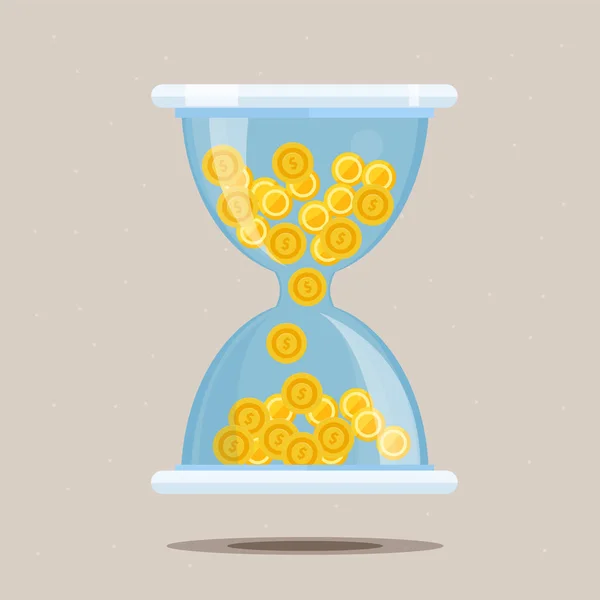 Песочные часы с деньгами - вектор — стоковый вектор