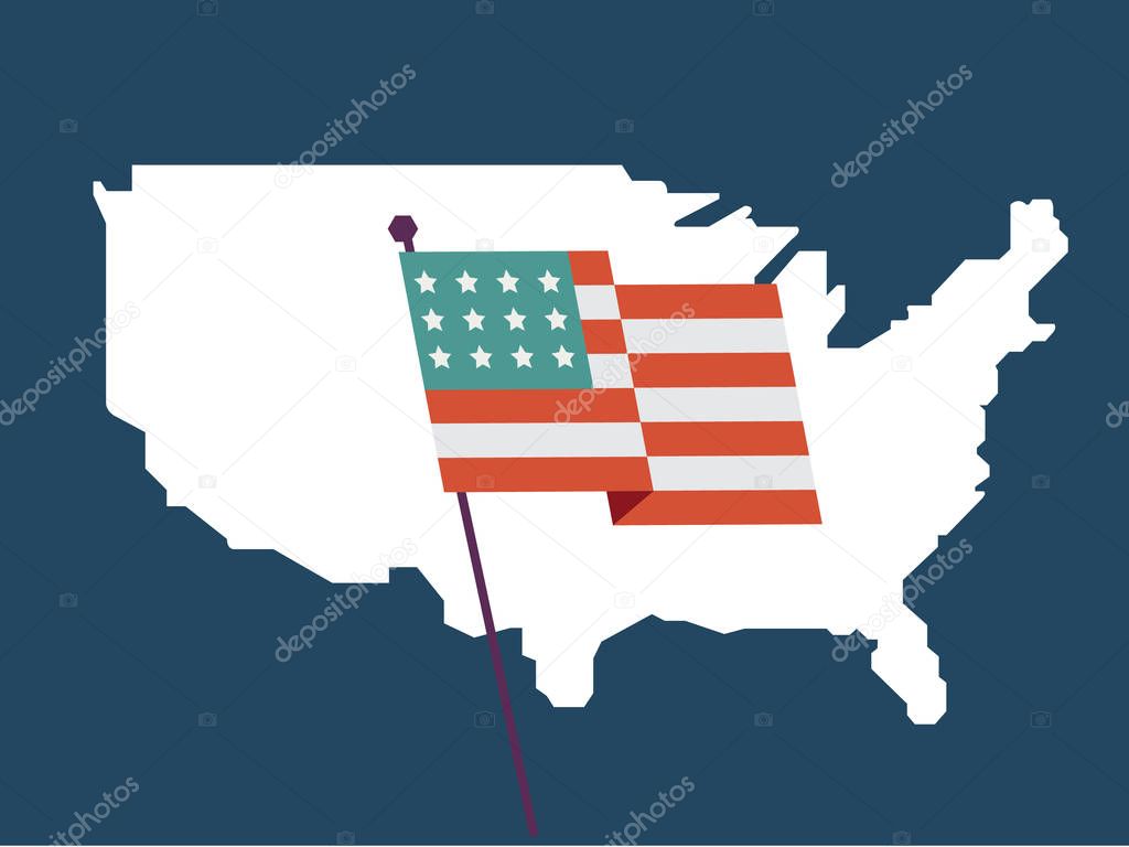 USA Map And Flag - vector