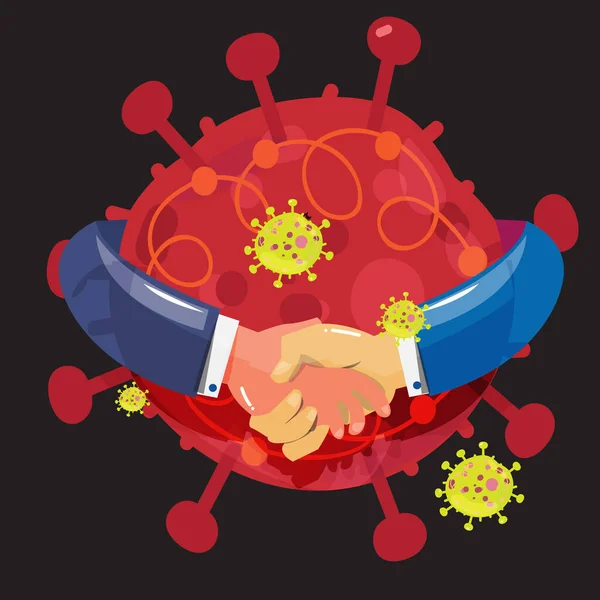 Handdruk Met Bacteriën Virus Vectorillustratie — Stockvector