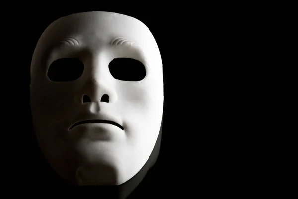 Λευκό Ανθρώπινο Πρόσωπο Μάσκα Μαύρο Φόντο — Φωτογραφία Αρχείου