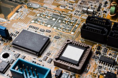Bilgisayar devre kartı, elektronik teknoloji arka plan.