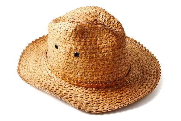 Ruční tkaní klobouk na bílém pozadí. — Stock fotografie