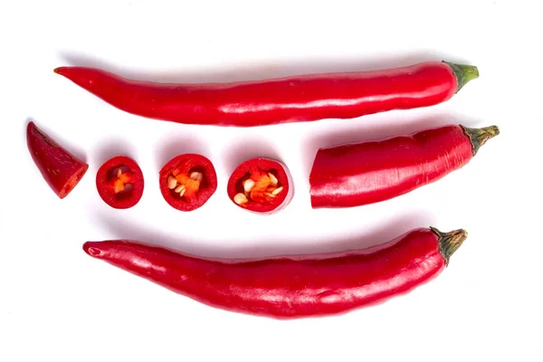 Fresh Red chili papper on white background. — Stock Photo, Image