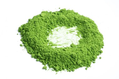 Powdered green tea on white background. clipart