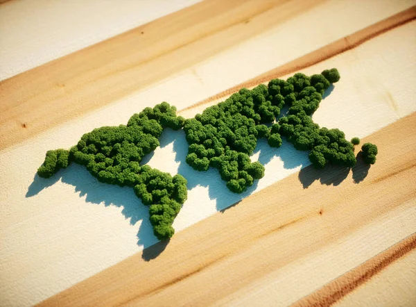 World map forest concept. Ilustración 3d . —  Fotos de Stock