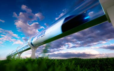Concept of high-speed traveling in a tube. 3d rendering. clipart