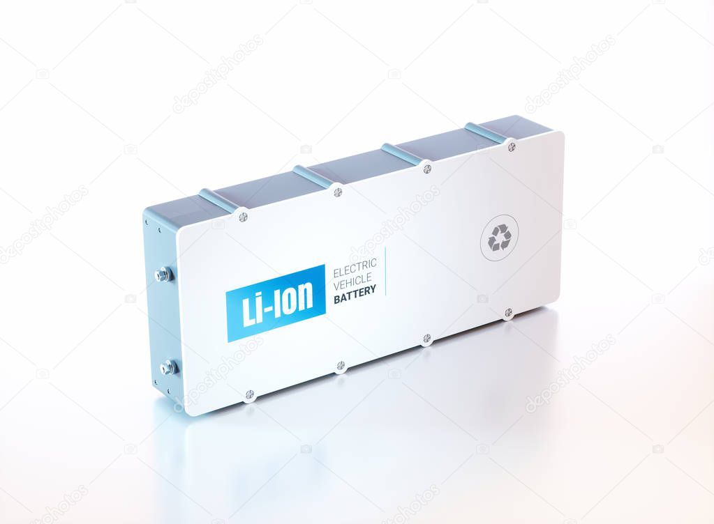 Li-Ion electric vehicle battery. 3d rendering.