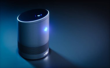 Aktif ev akıllı ses asistanı. 3D render kavramı