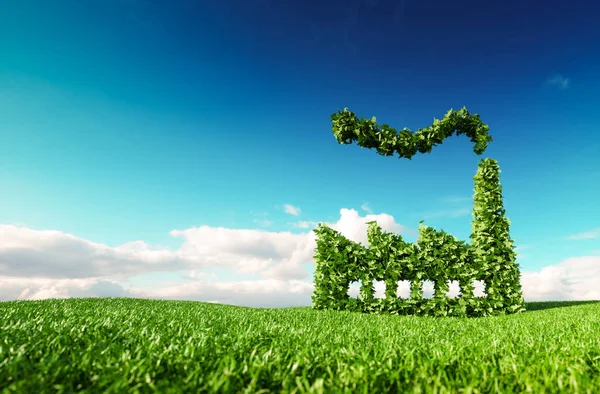 Concepto de industria ecológica. 3d renderizado de verde fábrica ico —  Fotos de Stock