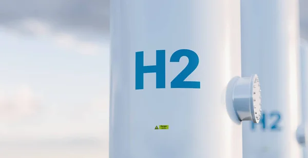 Wasserstoffspeicherkonzept Bei Schönem Morgenlicht Darstellung — Stockfoto