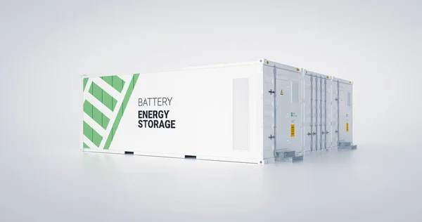 Konzept Der Energiespeicher Mehrere Container Mit Batterien Rendnering — Stockfoto