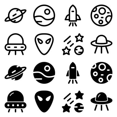 uzay simgesi vektör illüstrasyonunu ayarla