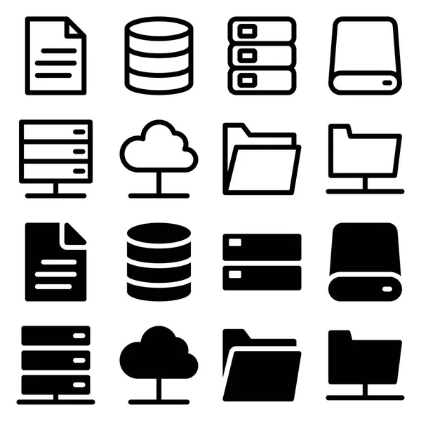 Icono Datos Set Vector Ilustración — Archivo Imágenes Vectoriales