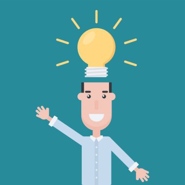 fikir düz çizgi film illüstrasyon 