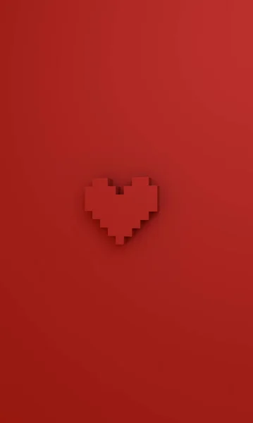 3D render illustration of pixel heart background