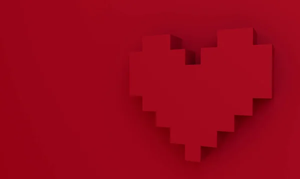 3D render illustration of pixel heart background