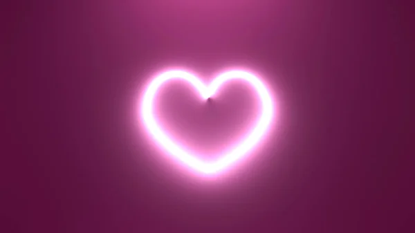 3D illustration neon heart shape on the wall