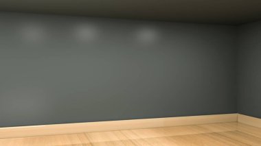 İç duvarın ahşap zeminli 3D çizimi